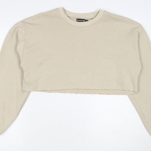 PRETTYLITTLETHING Womens Beige Cotton Pullover Sweatshirt Size S Pullover