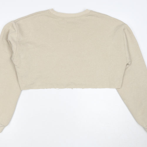 PRETTYLITTLETHING Womens Beige Cotton Pullover Sweatshirt Size S Pullover
