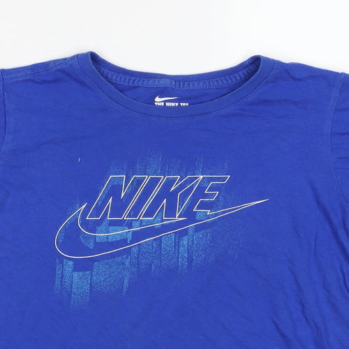 Nike Boys Blue Cotton Pullover T-Shirt Size 12-13 Years Crew Neck Pullover