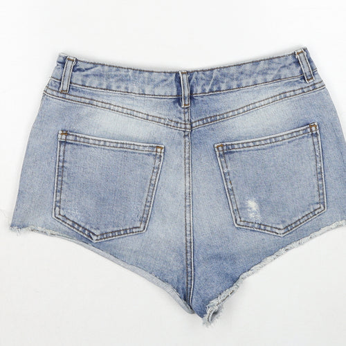 Topshop Womens Blue Cotton Cut-Off Shorts Size 28 in Regular Zip