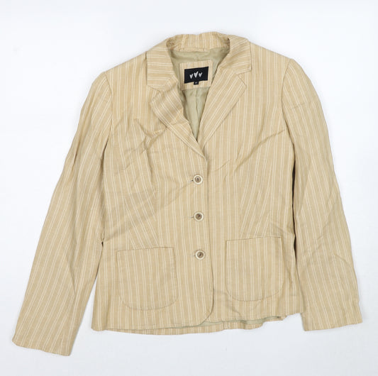 Per Una Womens Beige Striped Jacket Blazer Size 12 Button