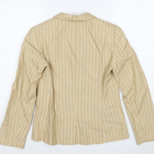 Per Una Womens Beige Striped Jacket Blazer Size 12 Button