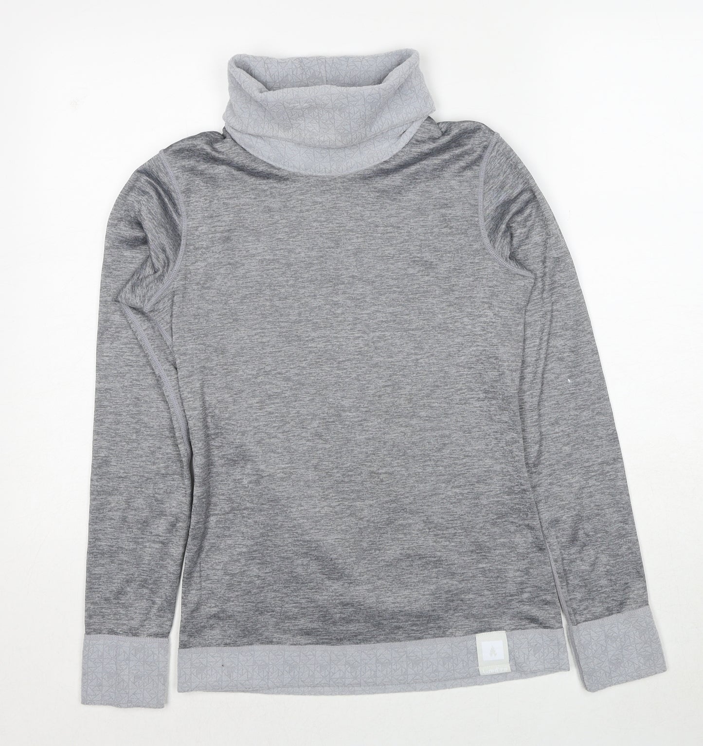 DECATHLON Womens Grey Polyester Basic T-Shirt Size XS Roll Neck Pullover