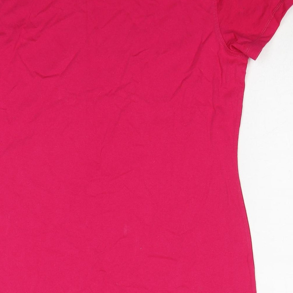 Reebok Womens Pink Cotton Basic T-Shirt Size L Crew Neck