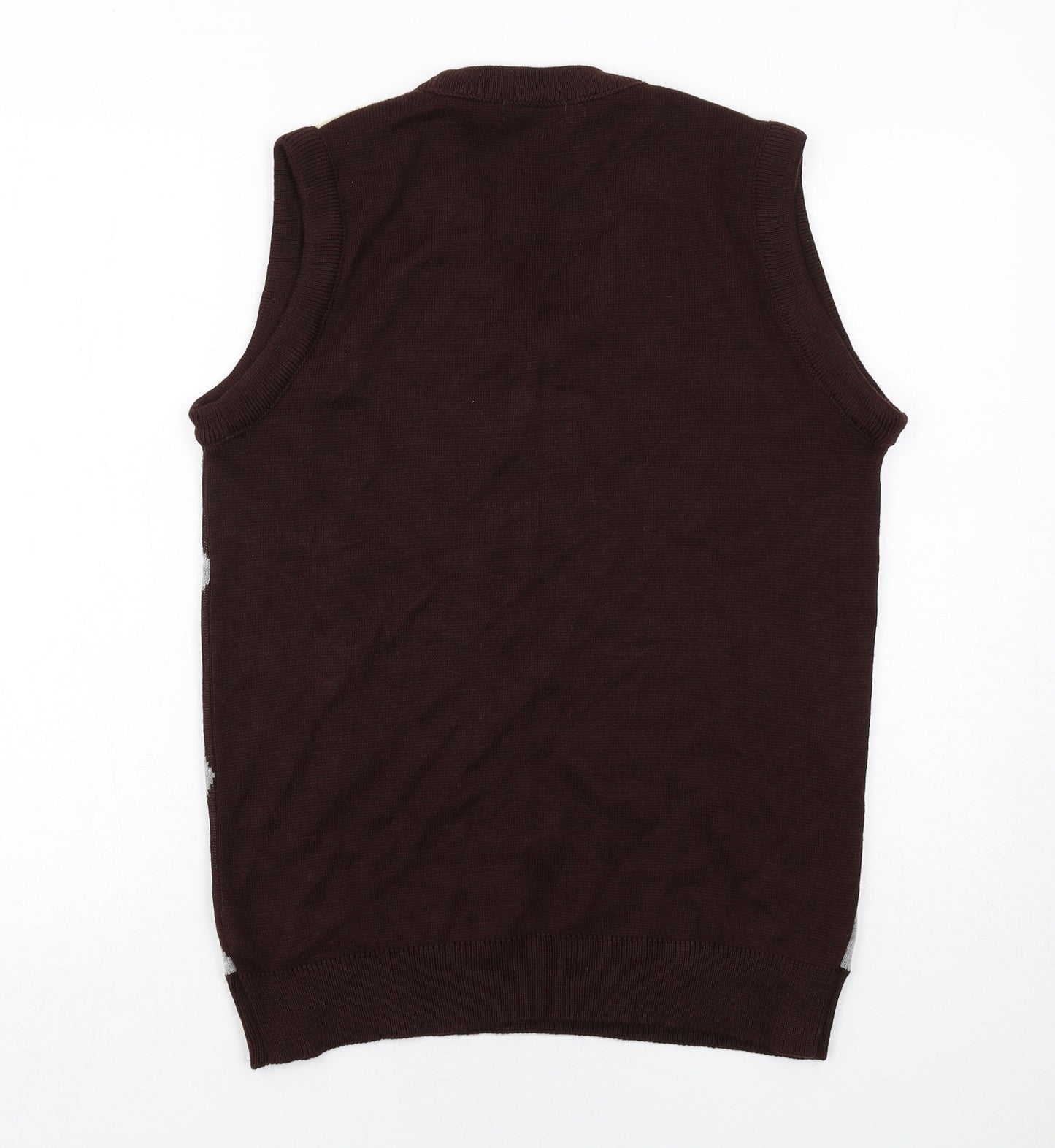 Generation Fashion Mens Brown V-Neck Argyle/Diamond Acrylic Vest Jumper Size M Sleeveless