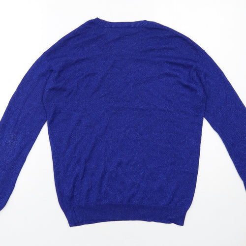Topshop Womens Blue Round Neck Viscose Pullover Jumper Size 8