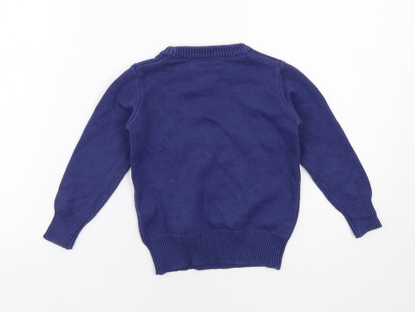 L&D Boys Blue Round Neck Cotton Pullover Jumper Size 2-3 Years Pullover - Santa Claus Christmas
