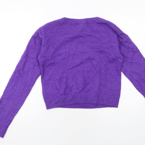 H&M Womens Purple Round Neck Polyamide Pullover Jumper Size 6 - Dollar