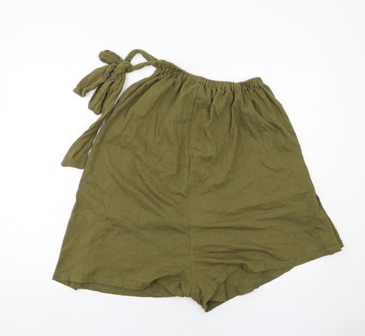 ASOS Womens Green Cotton Basic Shorts Size 8 Regular Tie