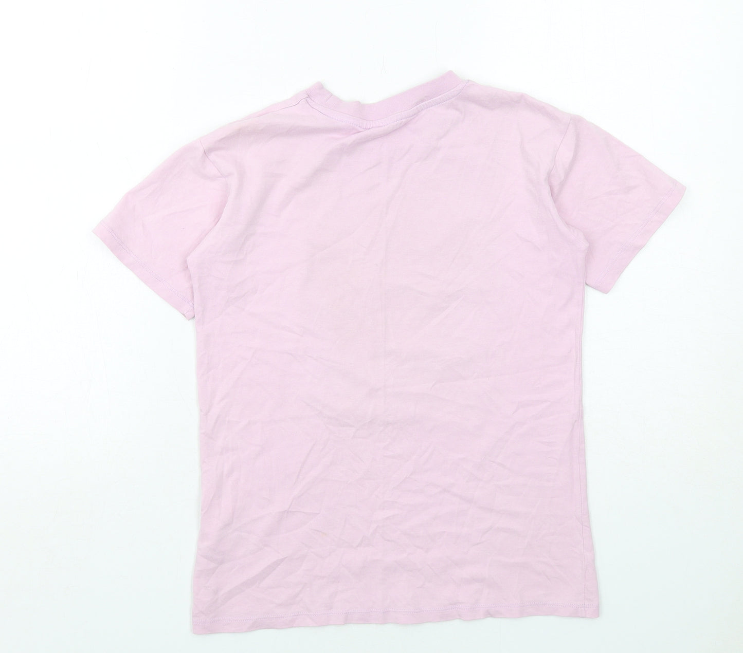 H&M Girls Pink Cotton Basic T-Shirt Size 9-10 Years Round Neck Pullover - Ursula