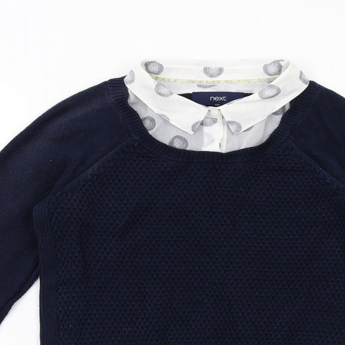 NEXT Womens Blue Collared Cotton Pullover Jumper Size 8 - Shirt Insert
