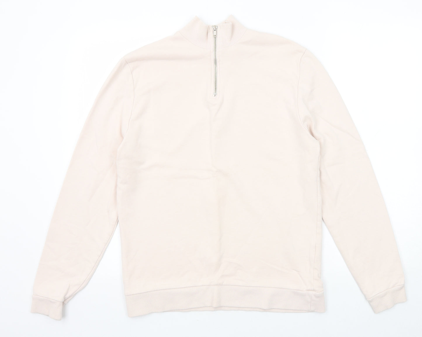 ASOS Womens Pink Cotton Pullover Sweatshirt Size S Zip