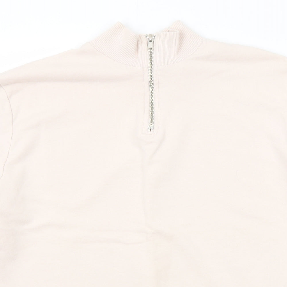 ASOS Womens Pink Cotton Pullover Sweatshirt Size S Zip