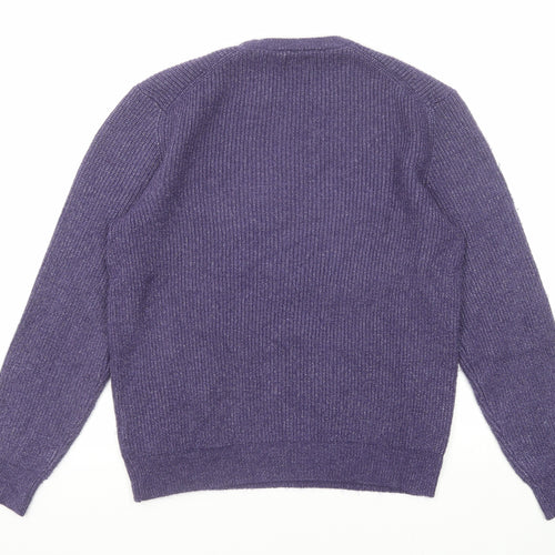 Marks and Spencer Mens Purple Round Neck Polyamide Pullover Jumper Size M Long Sleeve