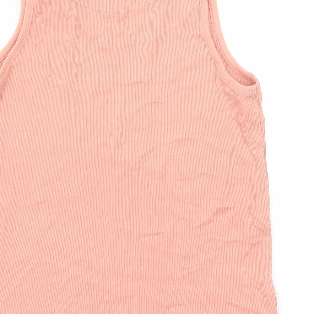 Marks and Spencer Girls Pink Cotton Basic Tank Size 9-10 Years Boat Neck Pullover