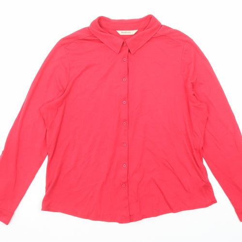 Woolovers Womens Pink Modal Basic Button-Up Size L Collared