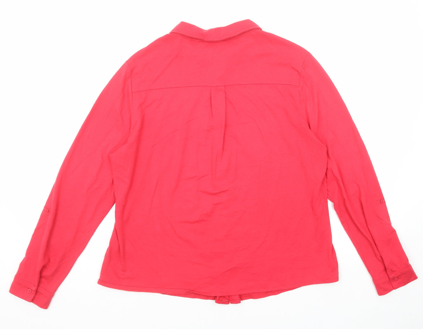 Woolovers Womens Pink Modal Basic Button-Up Size L Collared