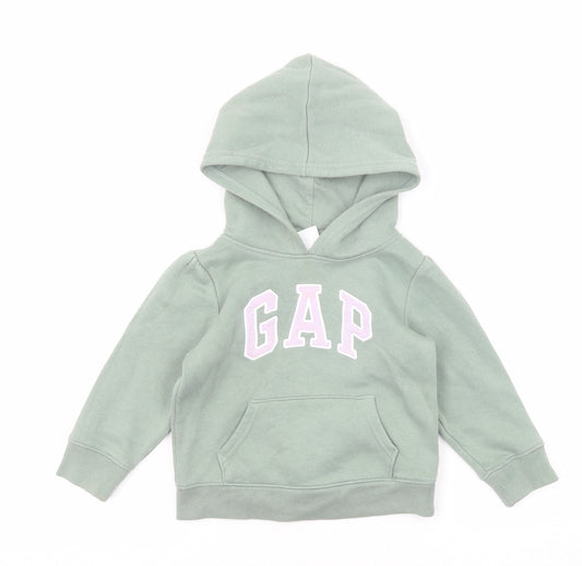 Gap Girls Green Cotton Pullover Hoodie Size 3 Years Pullover