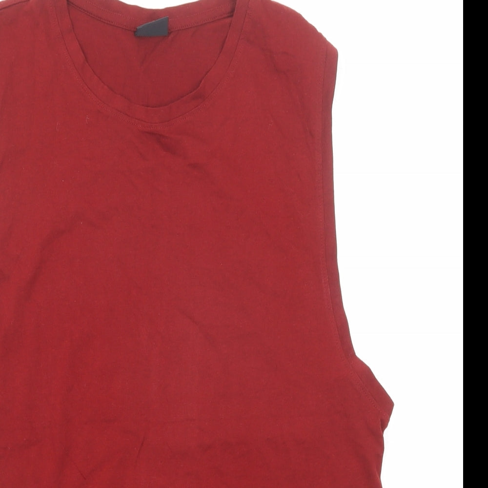 Seventy Five Mens Red Cotton T-Shirt Size S Round Neck