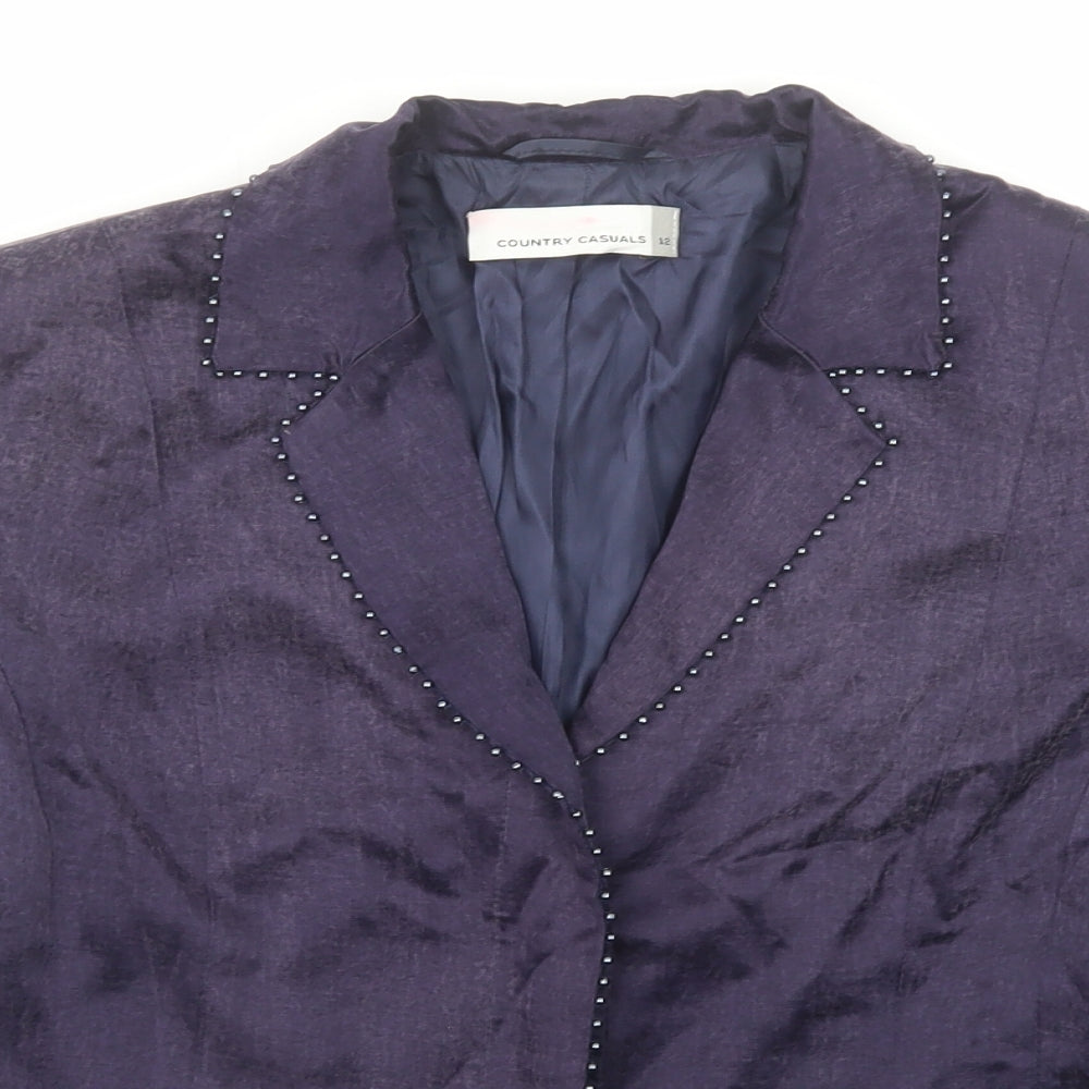 Country Casuals Womens Purple Jacket Blazer Size 12 Button
