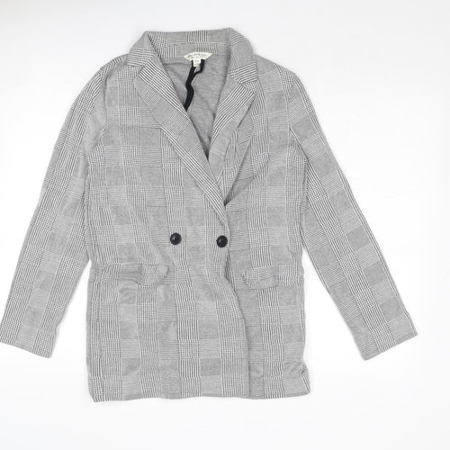 Miss Selfridge Womens Grey Geometric Jacket Blazer Size 8 Button
