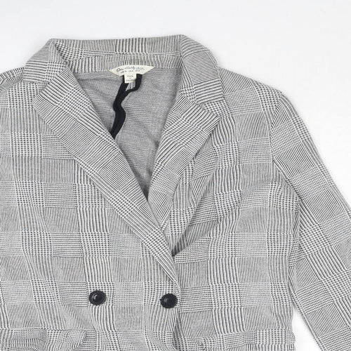 Miss Selfridge Womens Grey Geometric Jacket Blazer Size 8 Button