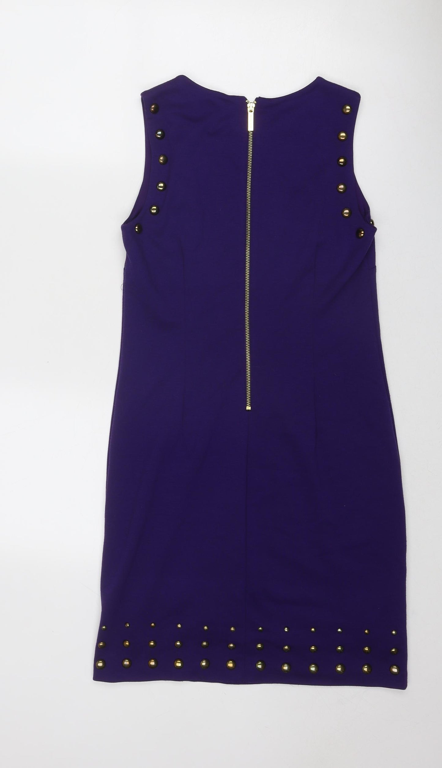 Michael Kors Womens Purple Polyester A-Line Size S Round Neck Zip