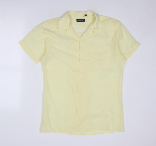 Join In Mens Yellow Polyester Button-Up Size M Collared Buckle