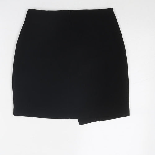 Mango Womens Black Polyester A-Line Skirt Size 6 Zip