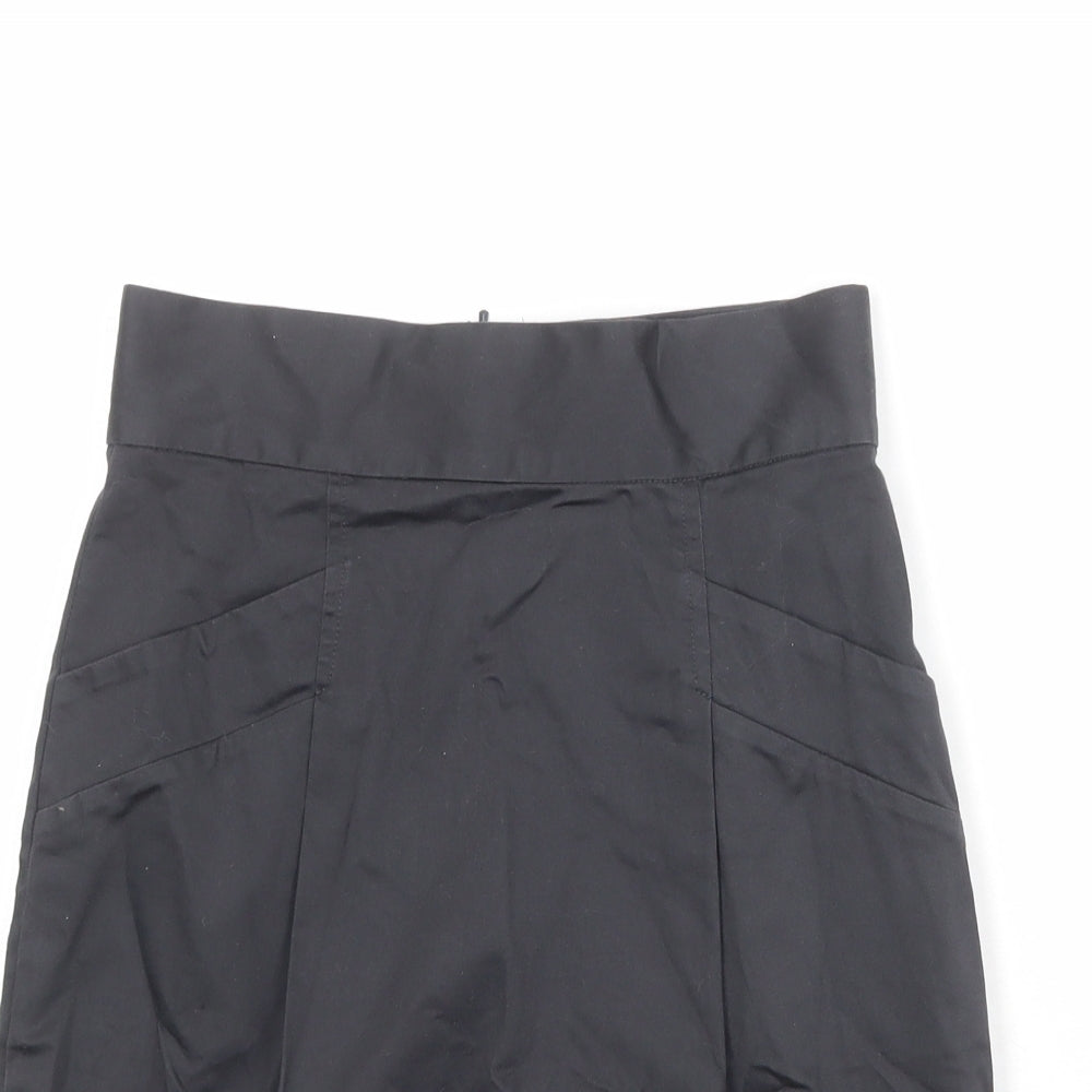 French Connection Womens Black Cotton A-Line Skirt Size 6 Zip