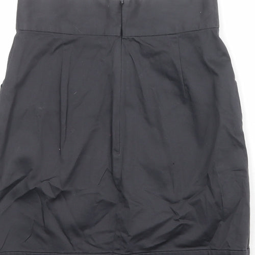French Connection Womens Black Cotton A-Line Skirt Size 6 Zip