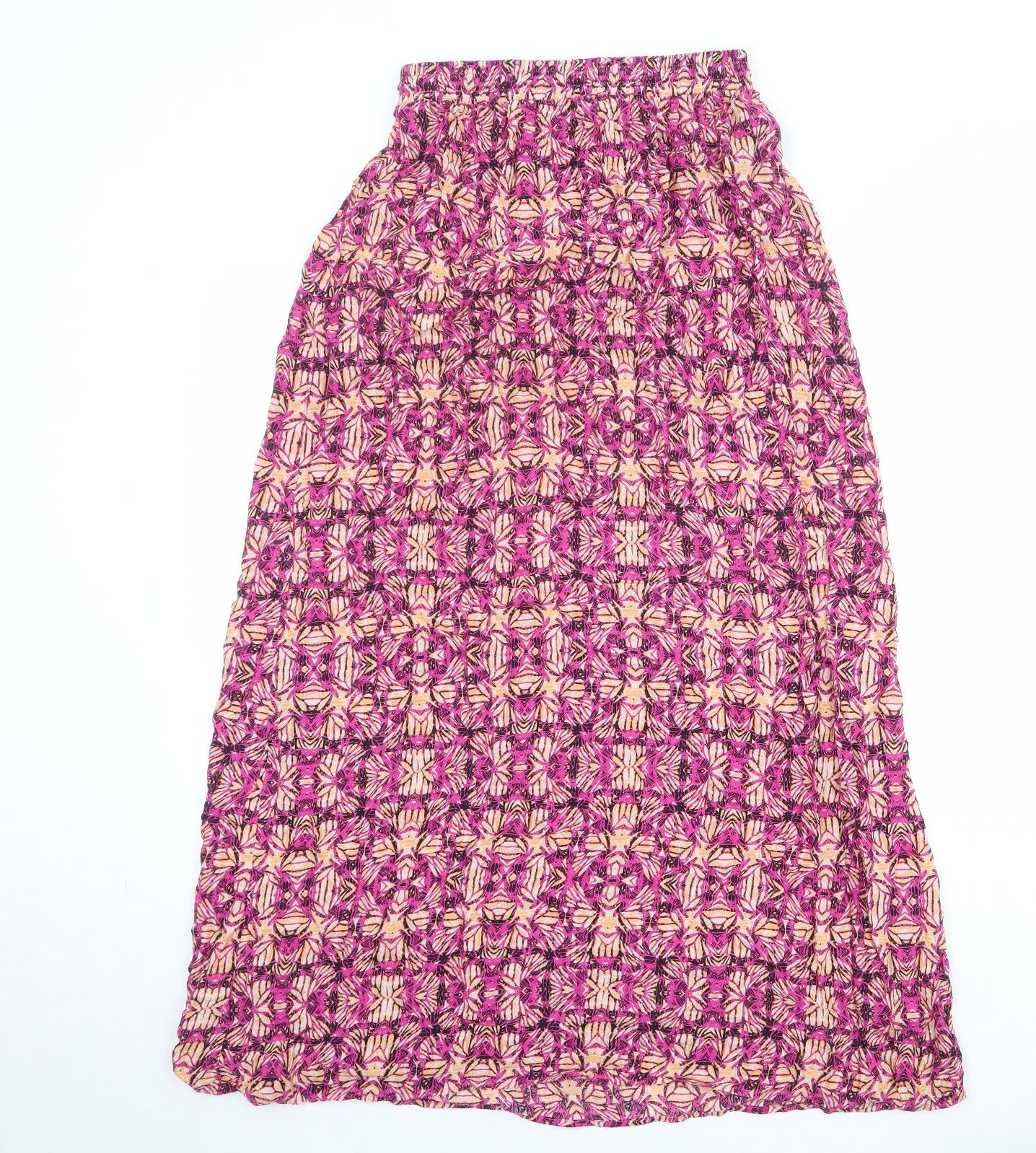 New Look Womens Pink Geometric Viscose Peasant Skirt Size 6 Drawstring