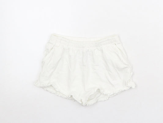 NEXT Girls White 100% Cotton Sweat Shorts Size 5-6 Years Regular