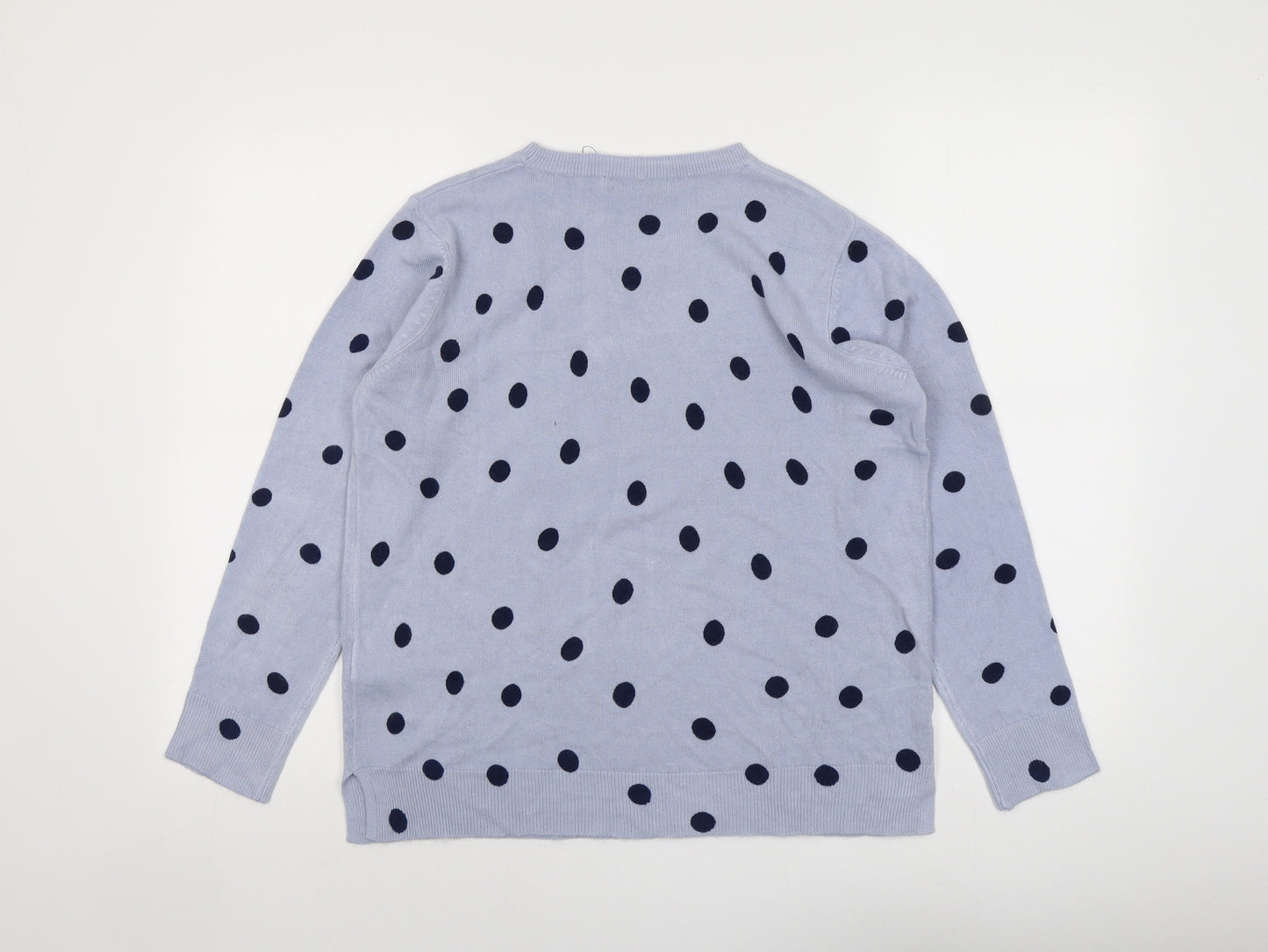 Marks and Spencer Womens Blue Round Neck Polka Dot Acrylic Pullover Jumper Size 16