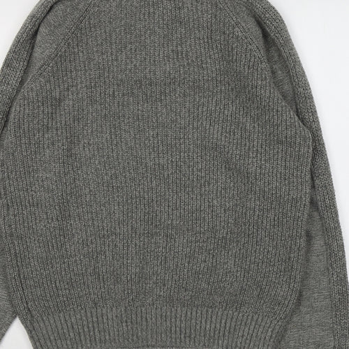 Marks and Spencer Mens Grey Mock Neck Acrylic Pullover Jumper Size M Long Sleeve