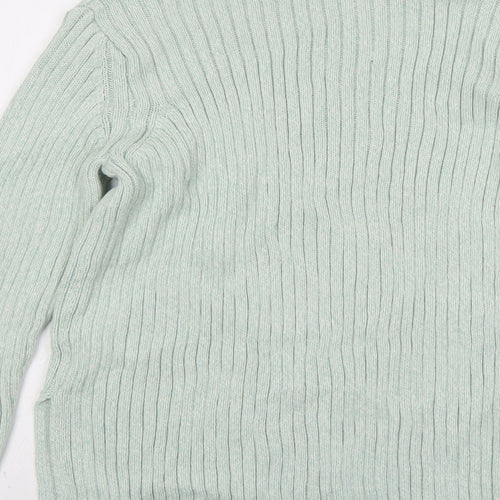 Marks and Spencer Womens Green Round Neck Cotton Pullover Jumper Size 16
