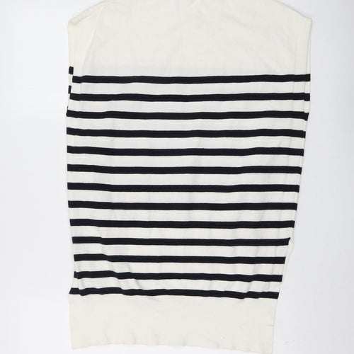 Marks and Spencer Womens Ivory Mock Neck Striped Viscose Vest Jumper Size 14