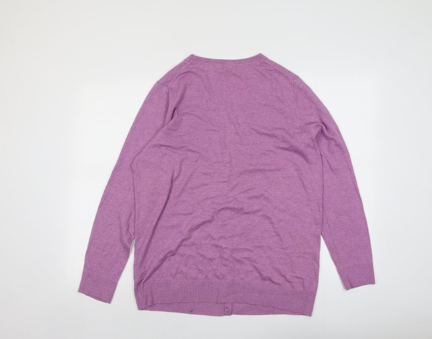 Gap Womens Purple V-Neck Cotton Cardigan Jumper Size XL