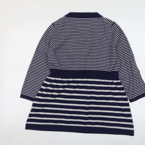 Boden Womens Blue Scoop Neck Striped Cotton Pullover Jumper Size 18