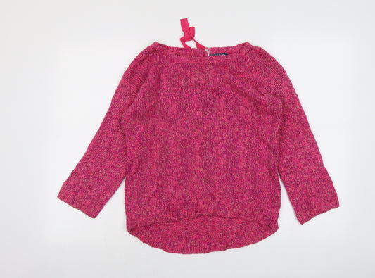 Joules Womens Pink Boat Neck Cotton Pullover Jumper Size 10