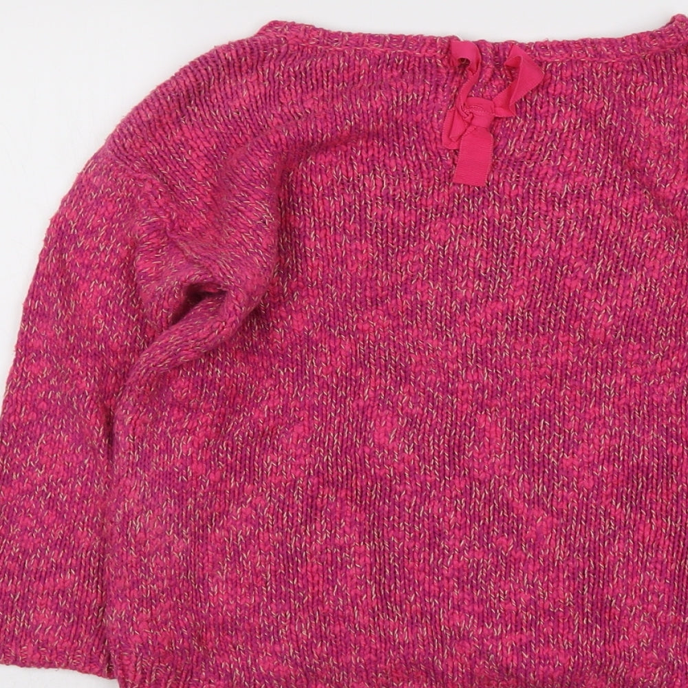 Joules Womens Pink Boat Neck Cotton Pullover Jumper Size 10