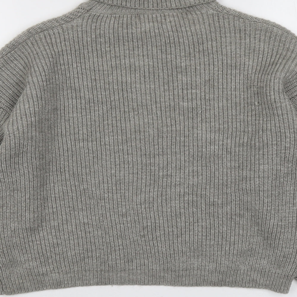 PRETTYLITTLETHING Womens Grey Roll Neck Acrylic Pullover Jumper Size S