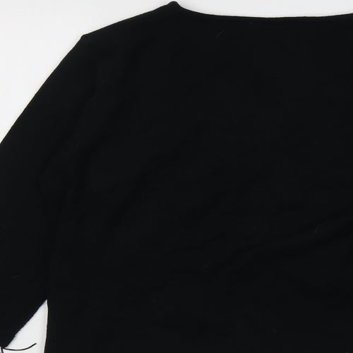 AMARANTO Womens Black V-Neck Acrylic Cardigan Jumper Size 18