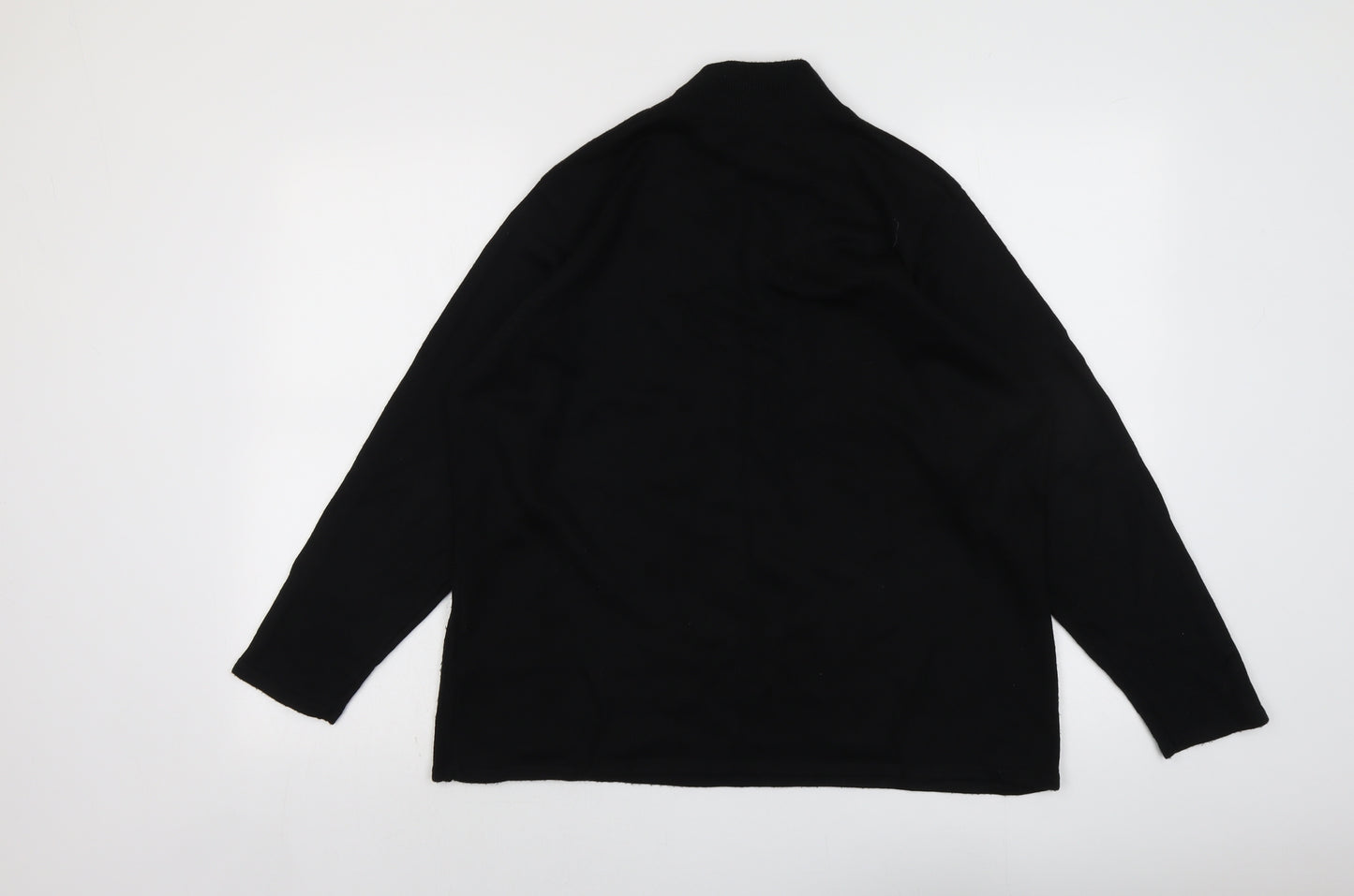 Jan Eva Womens Black High Neck Acrylic Pullover Jumper Size XL