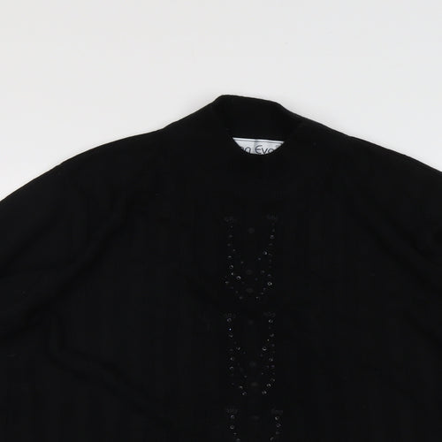 Jan Eva Womens Black High Neck Acrylic Pullover Jumper Size XL
