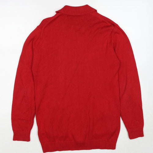 Penny Plain Womens Red Collared Cotton Full Zip Jumper Size S