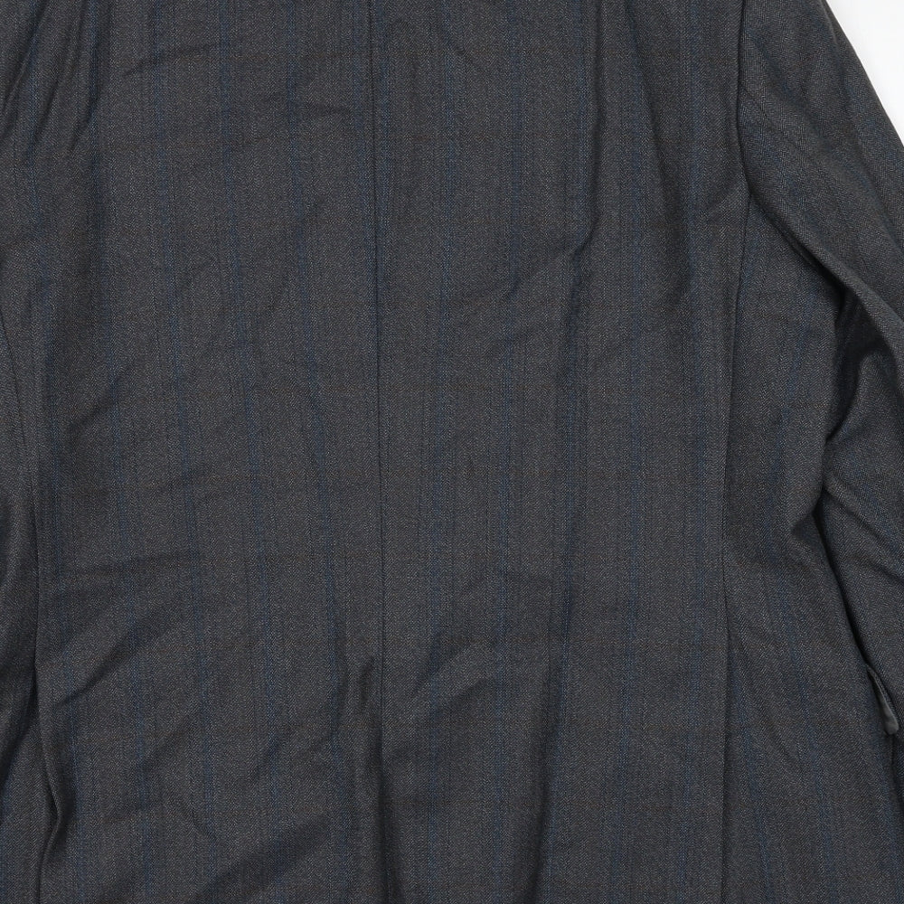 Magee Mens Grey Striped Wool Jacket Suit Jacket Size 44 Regular