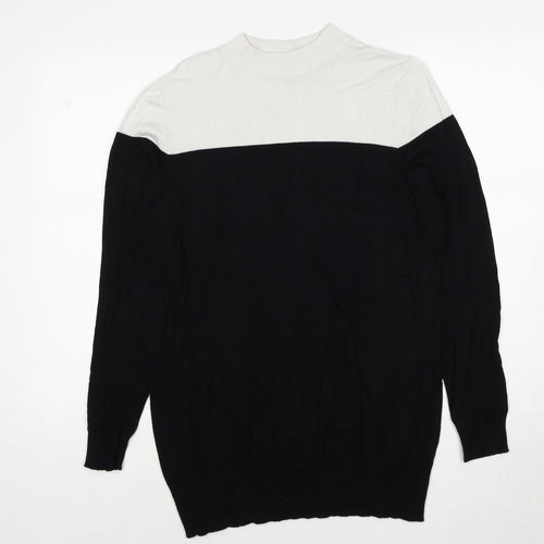 New Look Womens Black Round Neck Viscose Pullover Jumper Size 16