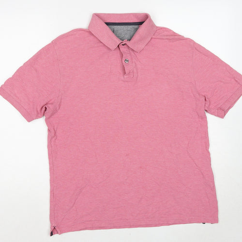 Marks and Spencer Mens Pink Cotton Polo Size M Collared Pullover