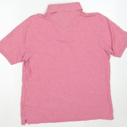 Marks and Spencer Mens Pink Cotton Polo Size M Collared Pullover